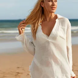JC Collection V-Neck Swimwear Cover Up Top-picture-11