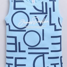 Ginie Boys Typography Printed Round Neck Sleeveless Pure Cotton T-shirt-image-83