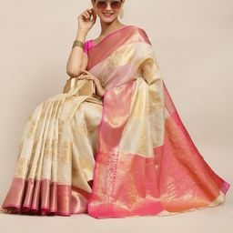 VILLAGIUS Woven Design Zari Silk Blend Saree-image-89