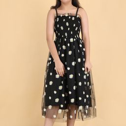 YK Girls Black Fit and Flare Off-Shoulder Dress-picture-11