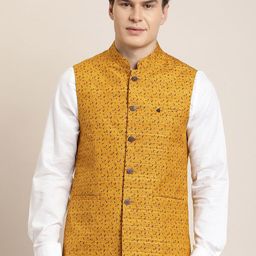 Turtle Printed Pure Cotton Nehru Jackets-image-58