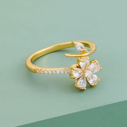 Kushal's Fashion Jewellery Gold-Plated Zircon-Studded Finger Ring-image-69