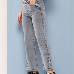 CORSICA Women Grey Cotton Stretchable Jeans-picture-39