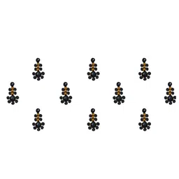 Comet Busters 10 Pcs Embellished Reusable Designer Bindis - Black & Gold-Toned image 1