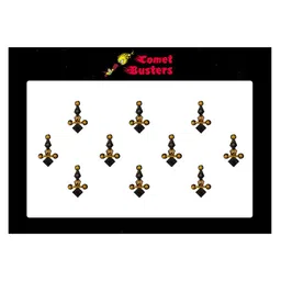Comet Busters 10 Pcs Embellished Reusable Designer Bindis - Black & Gold-Toned image 2