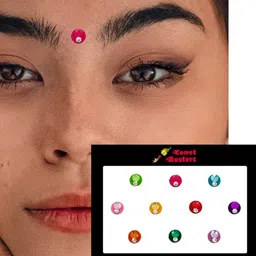 Comet Busters 10 Pcs Embellished Reusable Designer Bindis - Multicoloured image 3