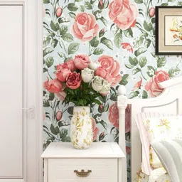 Jaamso Royals White & Pink Floral Pattern Self Adhesive Peel and Stick Wallpaper-26