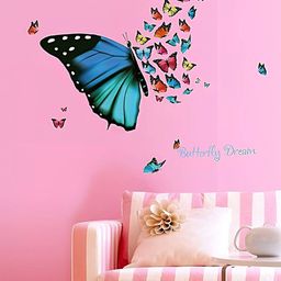 Jaamso Royals Blue & Pink Butterfly Printed Self-Adhesive Water Proof Wall Sticker-image-61