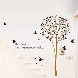 Jaamso Royals Black Cage Under The Tree Printed Self Adhesive Wall Sticker-image-1