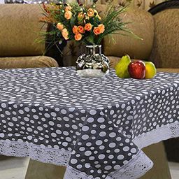 Kuber Industries Transparent & White Printed 6-Seater Rectangular Table Cover-1
