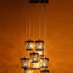 AAKRITI ART CREATIONS Golden & Brown Printed Metal Ceiling Lamp-image-30