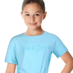 Gini and Jony Girls Typography Printed Cotton Crop T-shirt-image-98