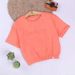 Gini and Jony Girls Typography Printed Cotton Crop T-Shirt-image-92
