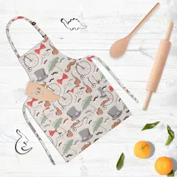 ArtzFolio Kids Grey & Red Printed Cotton Aprons-16