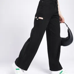 glitchez Women Urban Cool Baggy Jeans With Side Cut Out Detail-image-58