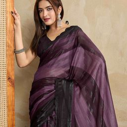 all about you Striped Beads and Stones Pure Chiffon Saree-32