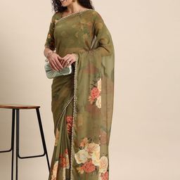 MADHAVPRIYA Floral Beads and Stones Poly Georgette Saree-picture-25