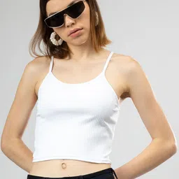 Redamancii Women Solid Shoulder Straps Polycotton Top-picture-15