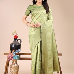 KALINI Geometric Woven Design Zari Banarasi Saree-picture-9
