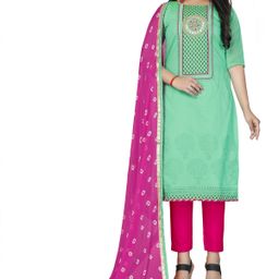 HERE&NOW Floral Printed Gotta Patti Modal Unstitched Dress Material-image-52