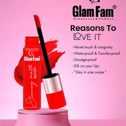 GlamFam Stunning Matte Waterproof Lip Color- 5 ml- Roseatt 18 image 5