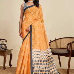 Moda Rapido Colourblocked Silk Blend Designer Block Print Saree-picture-32