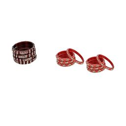 SOMIL Women Pack Of 2 Red And Maroon Glass Ethnic Handcrafted Traditional Bangle-image-81