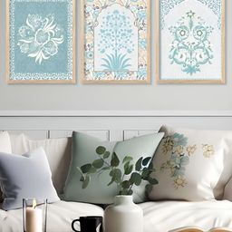 Kotart Brown & Blue 3 Pieces Floral and Botanical Wooden Wall Arts-picture-5