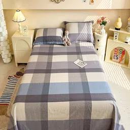 JC HOME Grey & Beige Printed Pure Cotton 220TC Double Queen Bedsheet Set 1.80 m x 2.30 m-9
