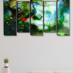 Myntra Elegant Homes Green & Blue 5 Piece Wood Floral and Botanical Wall Paintings-image-30