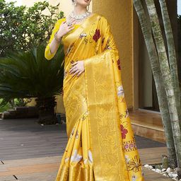 KAYOMMI Woven Design Zari Pure Crepe Baluchari Saree-image-87