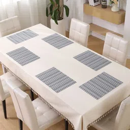HOKIPO Grey & Black 6 Pieces Geometric Rectangle Table Placemats-21