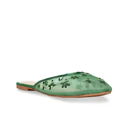 CAI Women Green Embellished ballet Party Mules-56