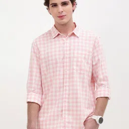 British Club Men Classic Slim Fit Gingham Checked Spread Collar Casual Shirt-picture-45