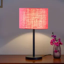 Aura Pink Traditional Cylindrical Shaped Table Lamp-14