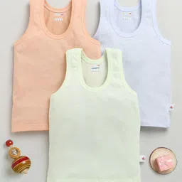 BUMZEE Infant Boys Pack Of 3 Cotton Sleeveless Basic Vests-17