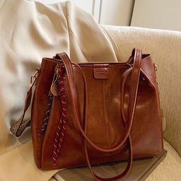 StyleCast PU Shopper Tote Bag with Applique-6
