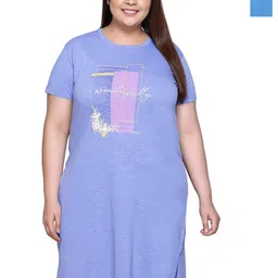 IN Love Pack of 2 Women Plus Size Front Printed Cotton Nighty Chemise-image-59