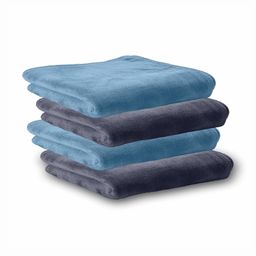 HOUSSE 4-Pcs Grey & Teal-Blue 450GSM Super Absorbent Ultra Soft Hand Towels-19