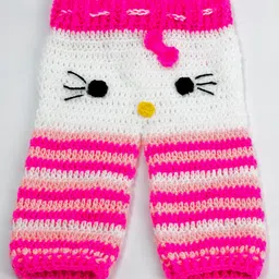 Knits & Knots crochet Kitty Face Decorated Full Length Pants  - Pink & White-picture-43