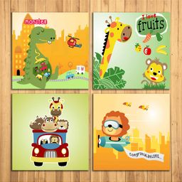 WENS Cute Cartoon Sparkle Laminated Wall Panels Set of 4 - Yellow-image-25