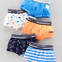 Babyoye Cotton Blend Boxer Brief Dino Print Pack of 5 - Multicolor-picture-4