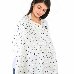 Lulamom Cotton Printed Nursing Cover with Straps - White-image-61
