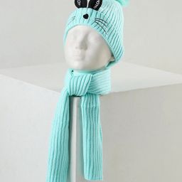 Babyhug Woollen Cap with Scarf Green - Diameter 11 cm-image-64