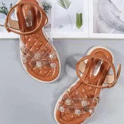 Cute Walk by Babyhug Party Wear Sandals - Brown-picture-37