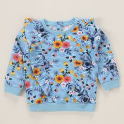 Babyhug Full Sleeves Sweatshirt Floral Print - Blue-image-75