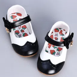 Cute Walk by Babyhug Party Wear Belly Shoes Bow Applique - White Black-picture-46