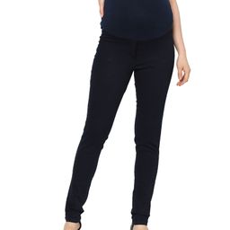 MOM'S BEE Full Length Solid Plain Maternity Denim Jeans - Navy Blue-image-14