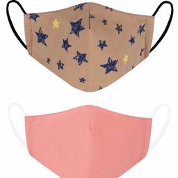 VEA 5 Layered Filtration Cotton Reusable Face Masks Brown Pink - Pack Of 2-12