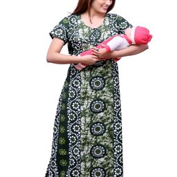 ANKONA Floral Printed Short Sleeves Pure Cotton Maxi Maternity Nightdress-picture-28